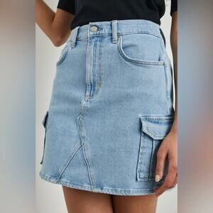 RAILS Laurel Cargo Denim Mini Skirt Crystal Blue Wash 27